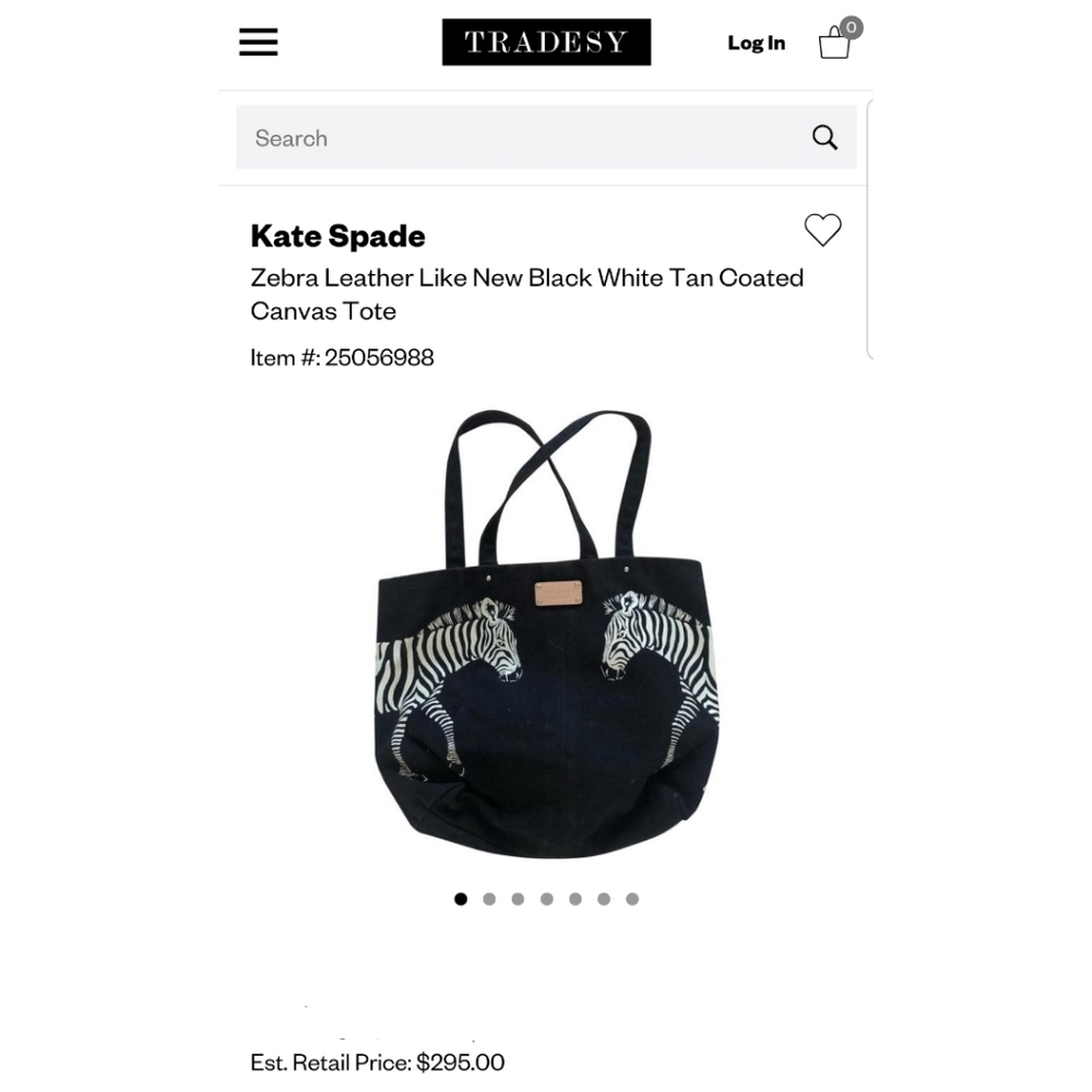 🎉 HOST PIC 🎉🎉 Authentic Kate Spade Zebra Tote - Picture 6 of 6